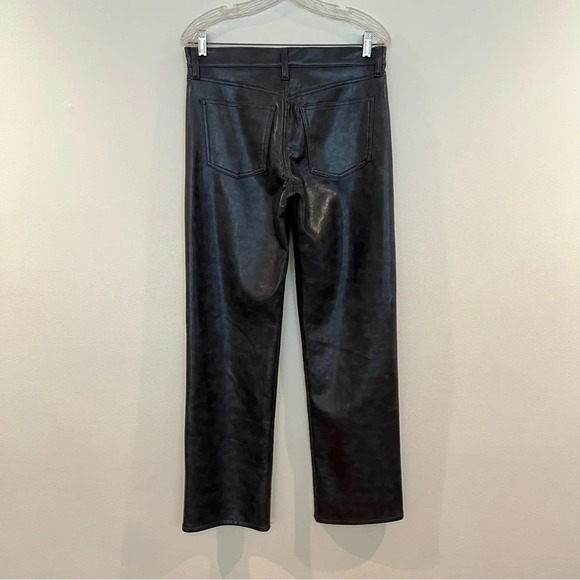 AGOLDE Sloane 100% Leather Gray Relaxed Baggy Classic Straight Leg Pants 27 - Picture 7 of 8